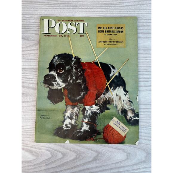 Vtg Saturday Evening Post Sept. 28 1946 Albert Staehle Butch Dog Cover Magazine - Picture 2 of 6